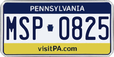 PA license plate MSP0825