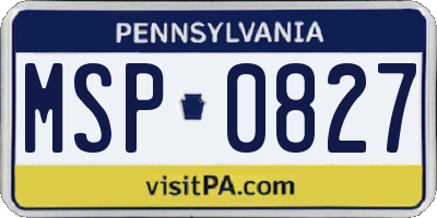 PA license plate MSP0827