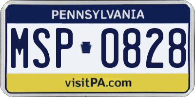 PA license plate MSP0828