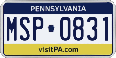 PA license plate MSP0831