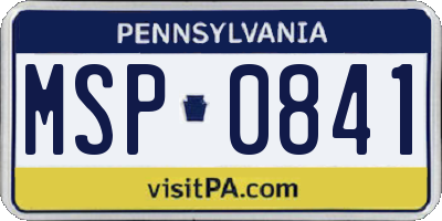 PA license plate MSP0841