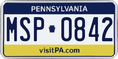 PA license plate MSP0842