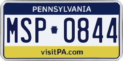PA license plate MSP0844