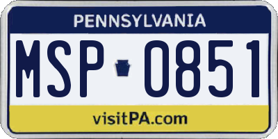 PA license plate MSP0851