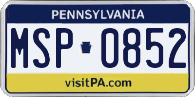 PA license plate MSP0852