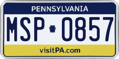 PA license plate MSP0857