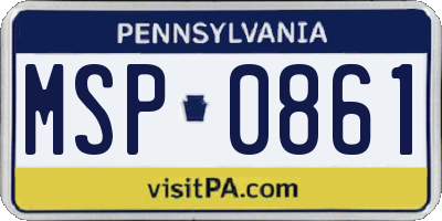 PA license plate MSP0861