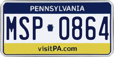 PA license plate MSP0864
