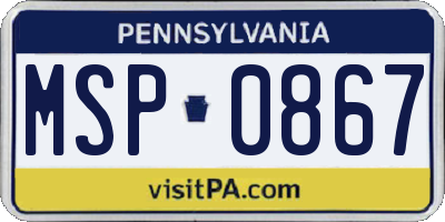 PA license plate MSP0867