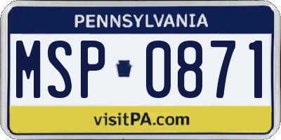 PA license plate MSP0871