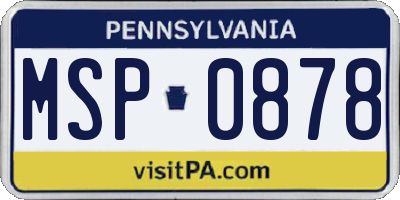 PA license plate MSP0878