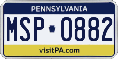 PA license plate MSP0882