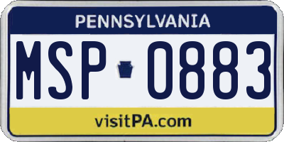 PA license plate MSP0883
