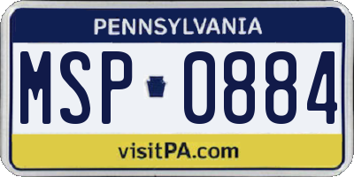 PA license plate MSP0884