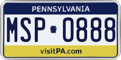 PA license plate MSP0888