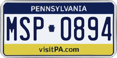 PA license plate MSP0894