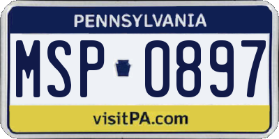 PA license plate MSP0897