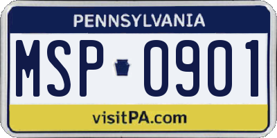 PA license plate MSP0901