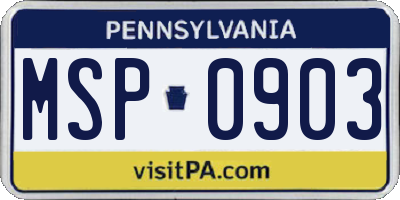 PA license plate MSP0903