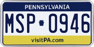 PA license plate MSP0946