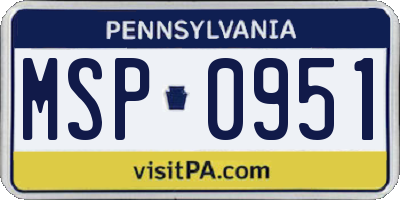 PA license plate MSP0951
