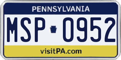 PA license plate MSP0952