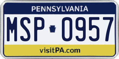 PA license plate MSP0957