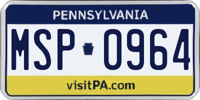 PA license plate MSP0964