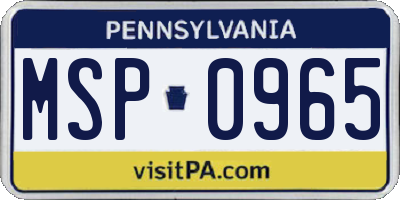 PA license plate MSP0965