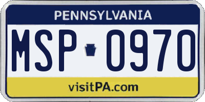 PA license plate MSP0970
