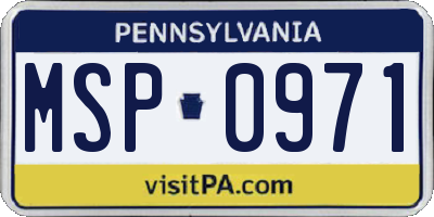 PA license plate MSP0971