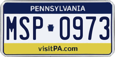 PA license plate MSP0973