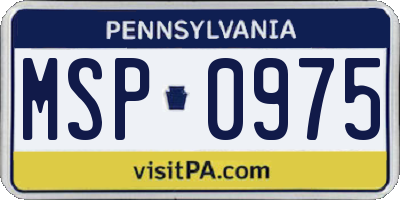 PA license plate MSP0975