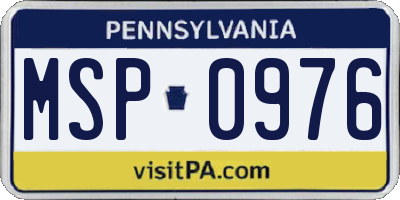 PA license plate MSP0976