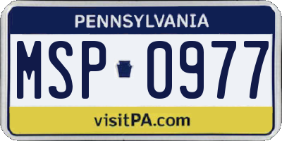 PA license plate MSP0977