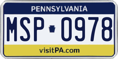 PA license plate MSP0978