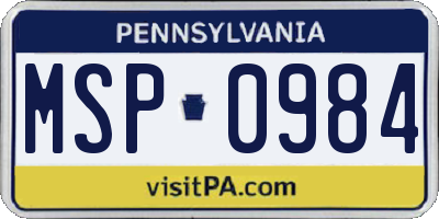 PA license plate MSP0984