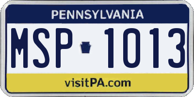 PA license plate MSP1013
