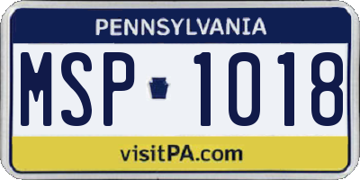 PA license plate MSP1018