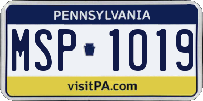 PA license plate MSP1019