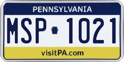 PA license plate MSP1021