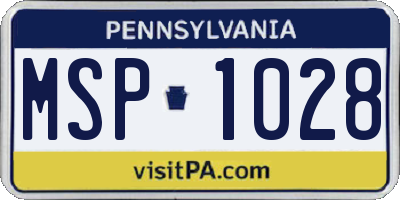 PA license plate MSP1028