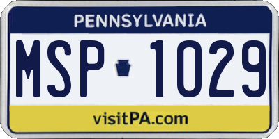 PA license plate MSP1029