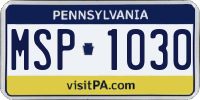 PA license plate MSP1030