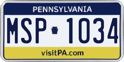 PA license plate MSP1034