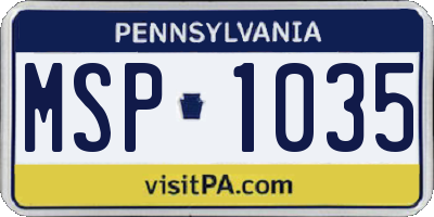 PA license plate MSP1035