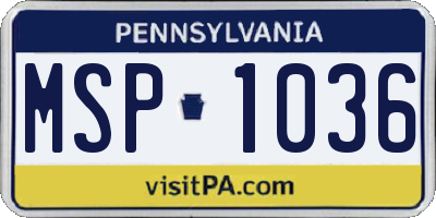 PA license plate MSP1036