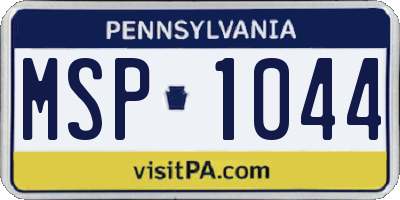 PA license plate MSP1044