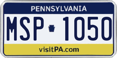 PA license plate MSP1050