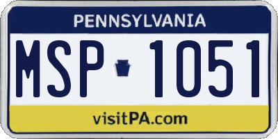 PA license plate MSP1051